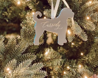 Dog Silhouette Ornament, 2025 ornament,dog Stocking Tags,personalized, custom, calligraphy, acrylic
