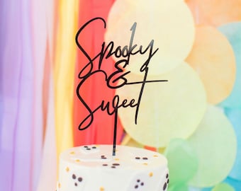 Spooky and Sweet cake topper,October,Halloween Party,October birthday,halloween birthday,Halloween Decor,topper,Laser Cut,Happy Birthday