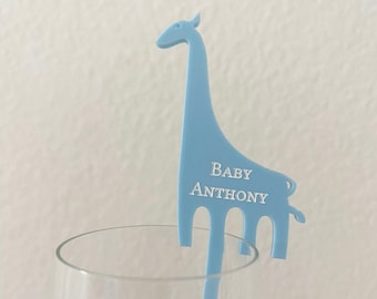 Custom Giraffe Stirrer,Butterfly personalized Text Stirrer,it's a boy,baby shower,bridal shower,safari theme,butterfly garden party,50 count