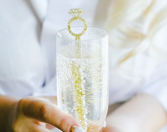 Engagement ring stirrers,summer engagment,Wedding Stir Sticks,Bridal Shower,Engagement Party,Swizzle Stick,Bachelorette decpr,LaserCut,50 Pk