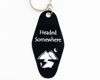 Headed Somewhere Key chain,Vintage,Old school,Hotel Motel,Key Tags,Key FOB,travel,gift ideas,Keychains,wanderlust,Stocking Stuffer,Under 20