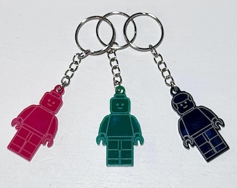 Minifig keychain, minifigure gift, gift for kids, collector's gift, Key Tag,Key Chain,Keychain, Easter Basket, Teacher Gift, Gifts under 10
