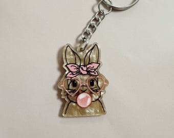 Cute bunny Acrylic Keychain, girl bunny gift tag,Easter basket,spring gift,gifts under 10,tween gift,16th birthday gift,best friend,1 ct