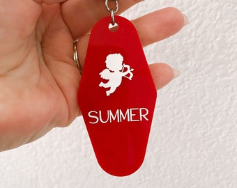 Cupid Keychain,custom,Vintage hotel gift tag,bridesmaids gift,for her,mid mod theme,palm springs,las vegas,Keychains,personalized gift, 1 ct