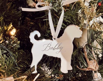 Labradoodle Dog Silhouette Ornament, 2025, Stocking Tags, personalized, custom, acrylic, labradoodle gifts