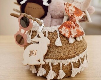 Personalized Easter Basket Bunny Tag: Laser Cut Wood or Acrylic