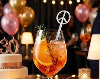 Peace Sign Drink Stirrer,Peace,swizzle Sticks,Drink Stirrer,Cocktail Sticks,Weddings,hippie theme,Party Decor,Laser Cut, Acrylic,6Pk