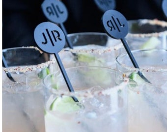 Custom Drink stirrers for wedding,Cocktail stirrer,signature drinks,acrylic swizzle stick,initial Stirrer,Cocktail Stick,engagement party,50