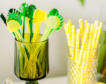 Lemon stirrer, Half Lemon,fiesta,citrus,Palm Springs event,swizzle Sticks,Drink Stirrer,Cocktail Sticks,Weddings,Birthday,Party Decor, 6Pk