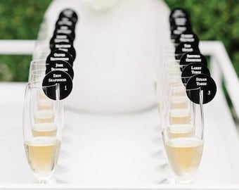 Drink tag,escort card,ink filled drink hangs,Champagne, escort wall, custom cocktail markers, drink charm, place cards,seating chart