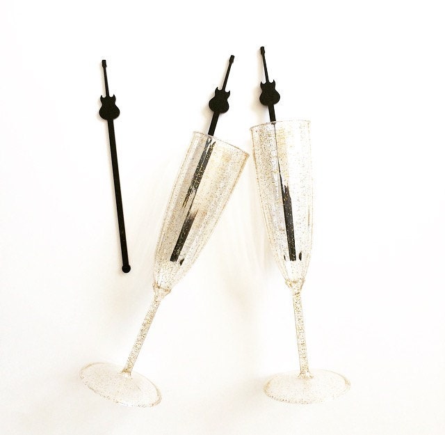 Electric Guitar drink stirrer,swizzle Sticks,Drink Stirrers,Cocktail  Sticks,Weddings,Birthday,Rock n Roll,Engagement Party,Bar cart,6Pk