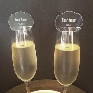 Acrylic Escort Cards for Champagne Glasses Custom Cut and Engraved ...