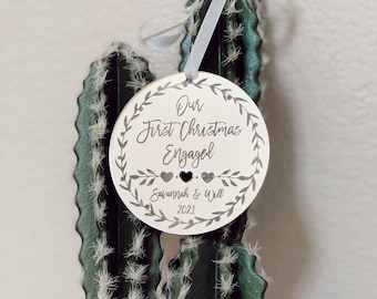 Our First Christmas Engaged Ornament 2025 Personalized Acrylic Ornament,She Said Yes,Engagement Gift, Holiday Engagement,Mr. and Mrs.