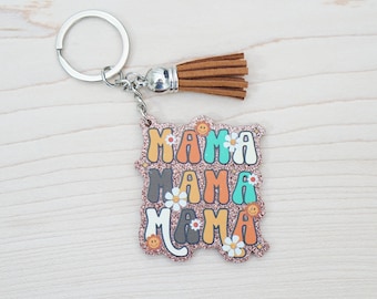 Mama Acrylic Keychain, smiley gift, gift tag, mom friend gift, new mom, gift under 15, bday gift, Neighbor gift, Mother's Day, 1ct