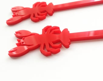 Lobster Drink Stirrer, Perfect Weddings, Wedding Shower, Nautical, Swizzle Sticks, Party, Summer, Acrylic, Laser Cut, Bar Decor, 6 Pack