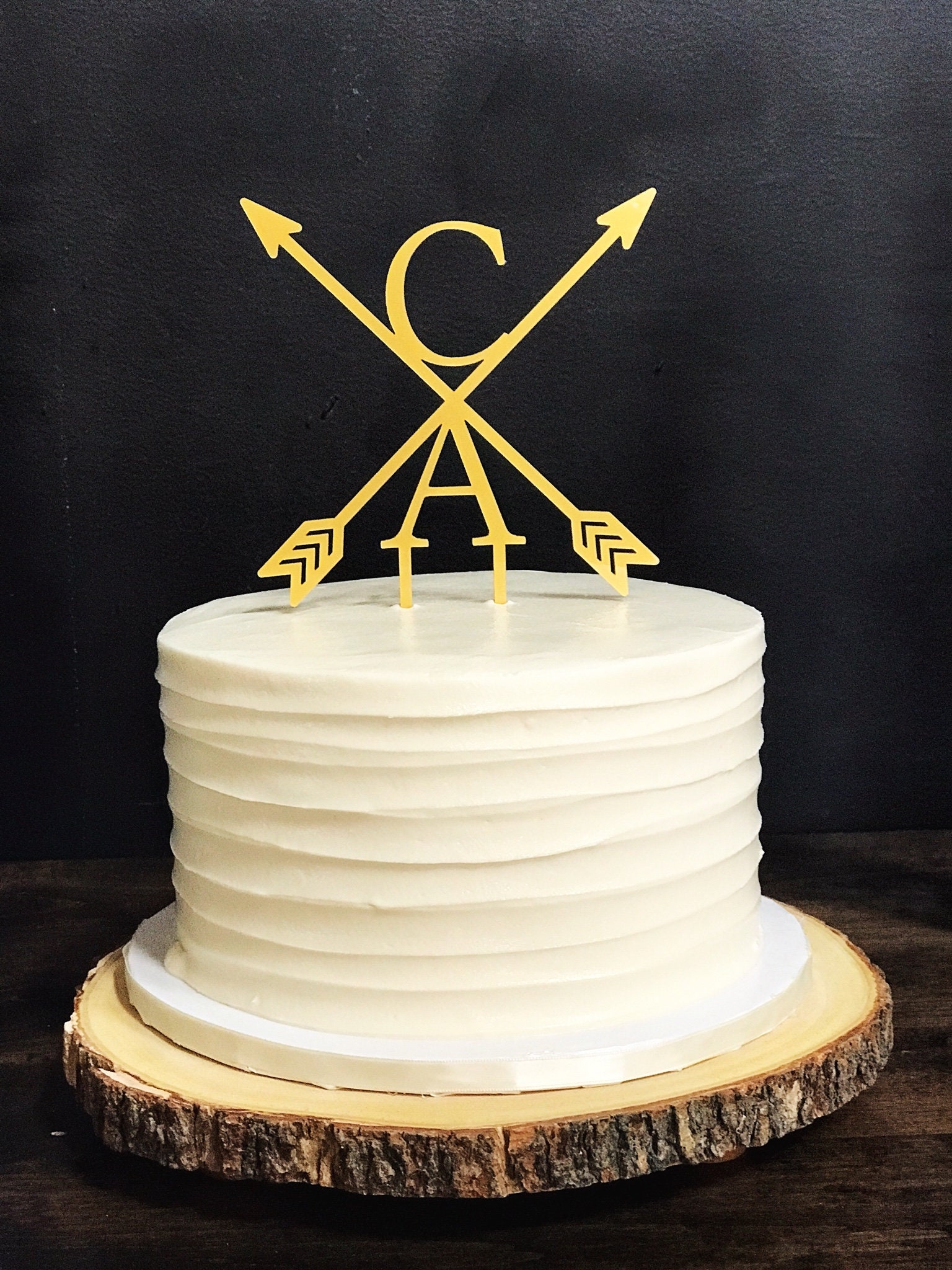 Wedding Cake Topper Custom Topper Initial Cake Topper Arrow