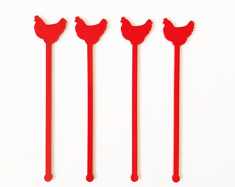 chicken stir sticks,Old MacDonald Had A Farm,barnyard themed party,farmer theme,party accessories,barn yard birthday, 50 Pack