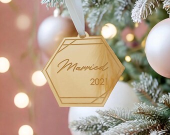 2025 Christmas Ornament, Just married,Laser Cut Personalized 2025 Holiday Ornament,trendy gift,gift under 20,stocking,Newlywed gift Idea