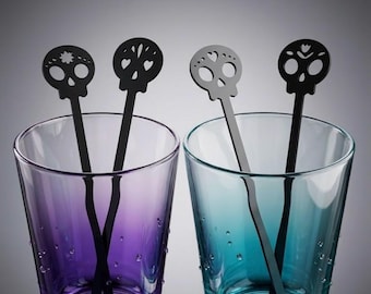 Day of the Dead,los dios de muertos,Sugar Skulls Drink Stirrers,Sugar Skull Stirrers,Halloween,Party Favors,Halloween Decorations,4 Pk