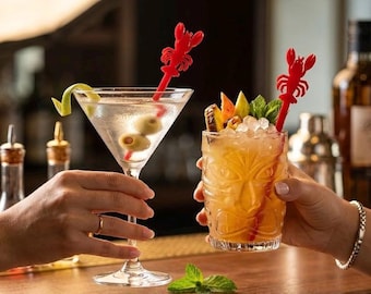 Lobster Drink Stirrers: Acrylic Nautical Swizzle Sticks, 50 Pack