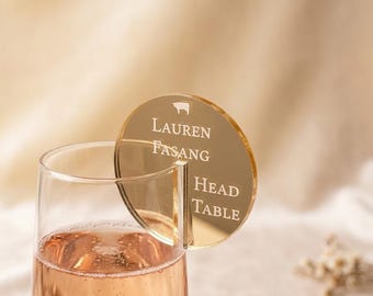 Champagne escort display,Custom Name tags,champagne wall,Personalized Drink charm,Place Setting,Engraved Place Cards,wedding drink tag
