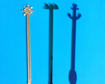 Nautical Party Set, Stir Sticks, Perfect Weddings, Wedding Shower, Swizzle Sticks, Party, Summer, Acrylic, Laser Cut, Bar Ware, 6 Pack