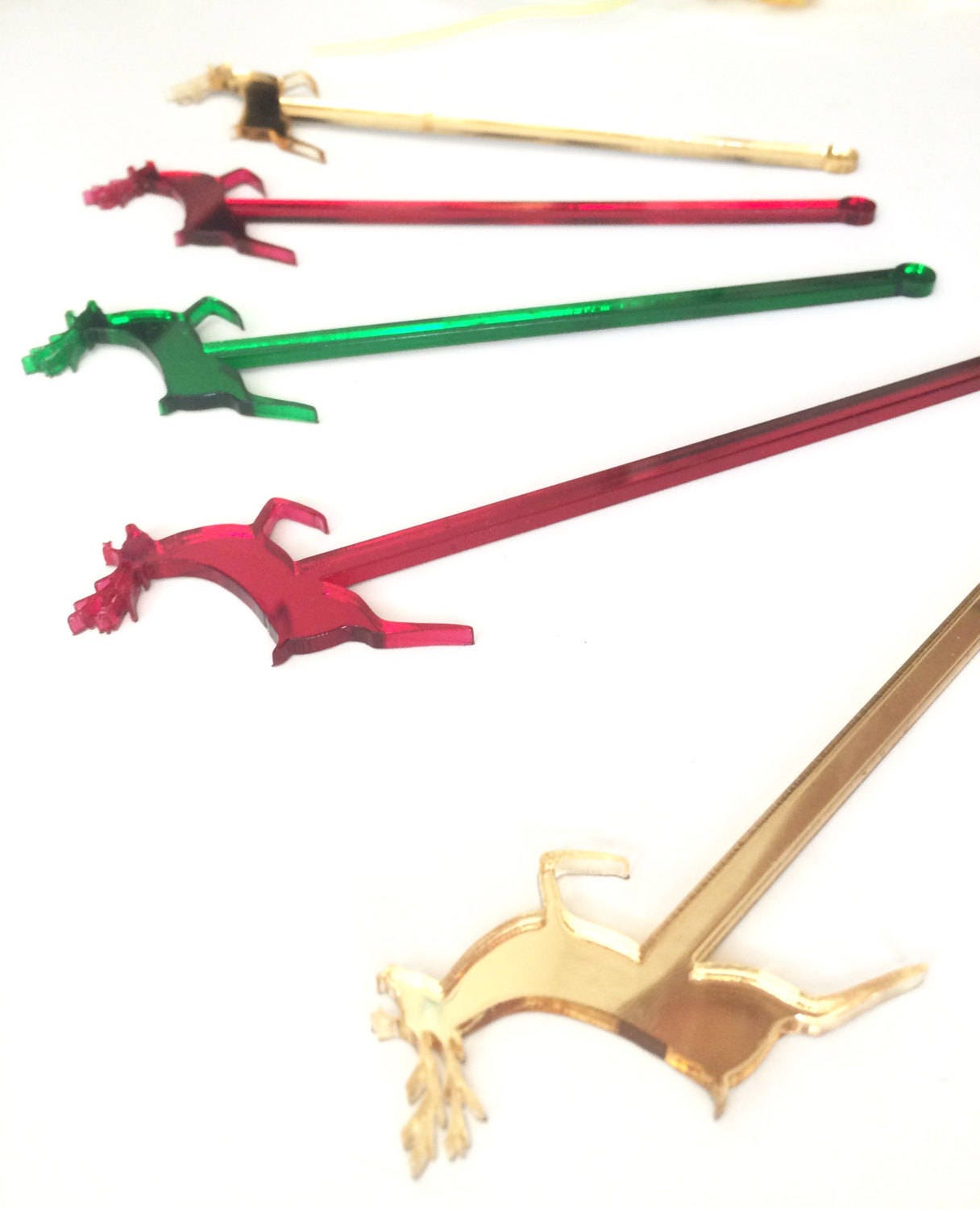 Christmas Drink Stirrers,Reindeer,Rudolph,Drink Stirrer,Gold Swizzle