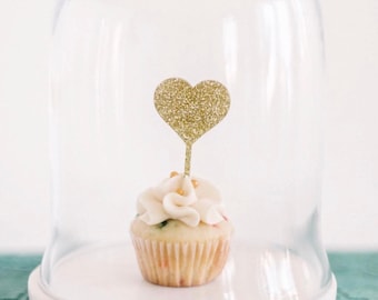 Heart Cupcake Toppers, Wedding topper,Appetizer Picks, Mini Cake Toppers, Bridal Shower Decor,Glitter Toppers,Wedding Decor,Laser Cut, 4 Ct.