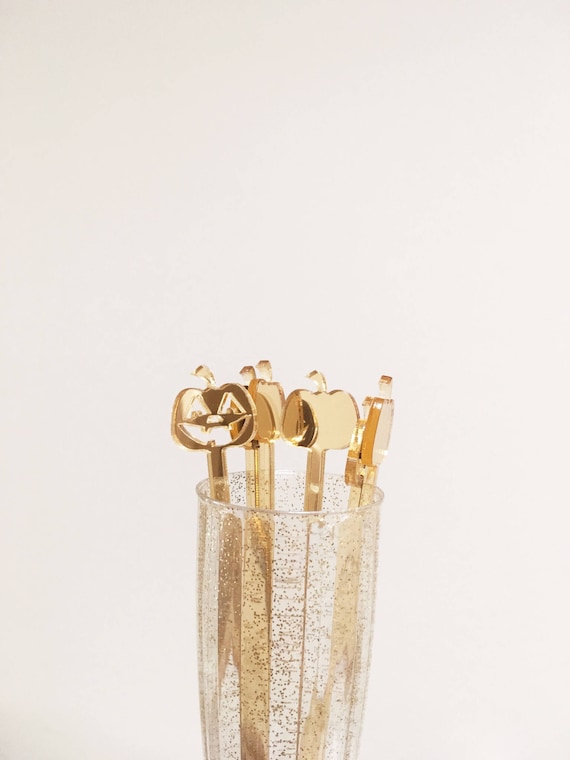 Gold Jack o' Lantern Drink Stirrers