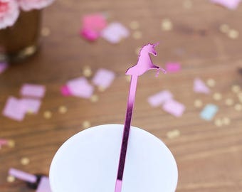 Unicorn, Drink Stirrer, Swizzle Sticks, Paper & Party Supplies, Whimsical Decor, Princess Party, 6 Pack