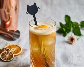 Cat Drink Stirrer,Halloween,wedding,Party Favors,Acrylic Stirrers, Gothic,Halloween Party,Halloween Decorations, Swizzle Sticks,Laser Cut,50
