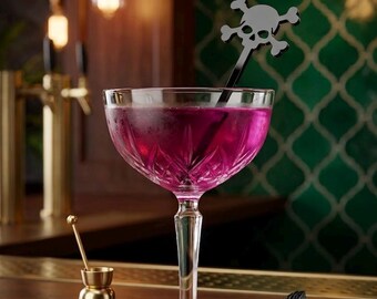 Skull Drink Stirrers: Acrylic Gothic Party Decor, 6 Pack