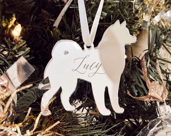 Siberian Huskie Dog Silhouette Ornament, 2025, Stocking Tags, personalized, custom, acrylic, huskie gifts