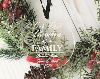 First Christmas Family 2025 Ornament - Personalized Acrylic Ornament, blended family, Adoption Ornament, Wedding Gift,Adopted