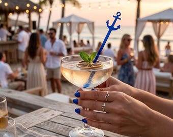 Anchor Drink Stirrers: Nautical Acrylic Swizzle Sticks, Set of 6