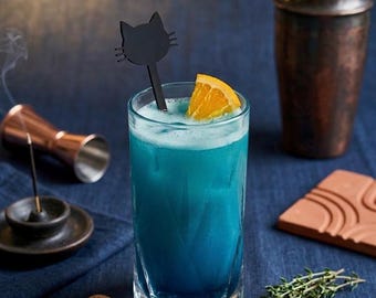 Cat Drink Stirrers,Halloween,Party Favors,Acrylic Stirrers, cat mom,Halloween Party,Halloween Decorations, Swizzle Sticks,Laser Cut,6 Pk
