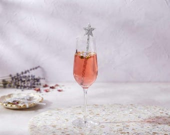 Star Drink Stirrers: Silver Glitter Celestial Decor, 50 Pk