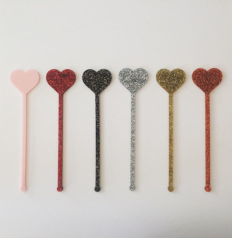 Heart Swizzle Stickslovedrink Stirrer Perfect Weddings Etsy