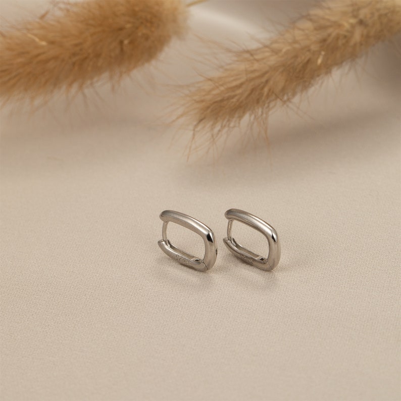 Charmsy Orecchini A Cerchio Rettangolari In Argento Sterling 925 – Leggeri Con Chiusura A Scatto – Confezione Regalo