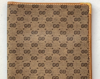 1980s GUCCI Monogram Canvas Leather Travel Wallet Passport Cover