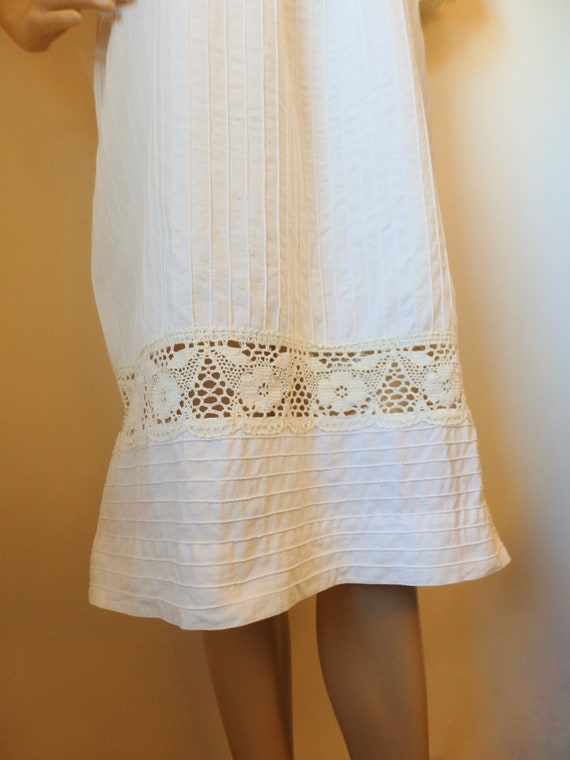 Mexican Vintage Cream White Cotton Crochet Dress~… - image 5