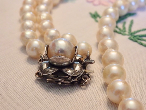 【良好品】 Sterling Japan 1950s Silver 1/2 Necklace~23 Pearl Baroque その他