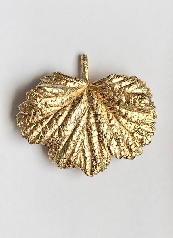 Vintage FLORA DANICA by Eggert Denmark LEAF Brooc… - image 1