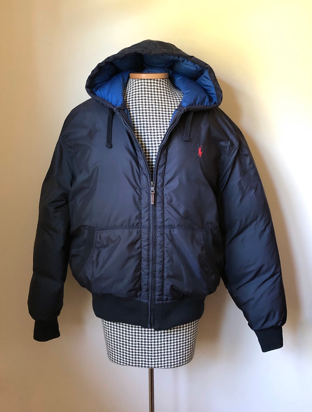 1990s Vintage Polo by Ralph Lauren Navy Blue Down Hoodie - Etsy Canada