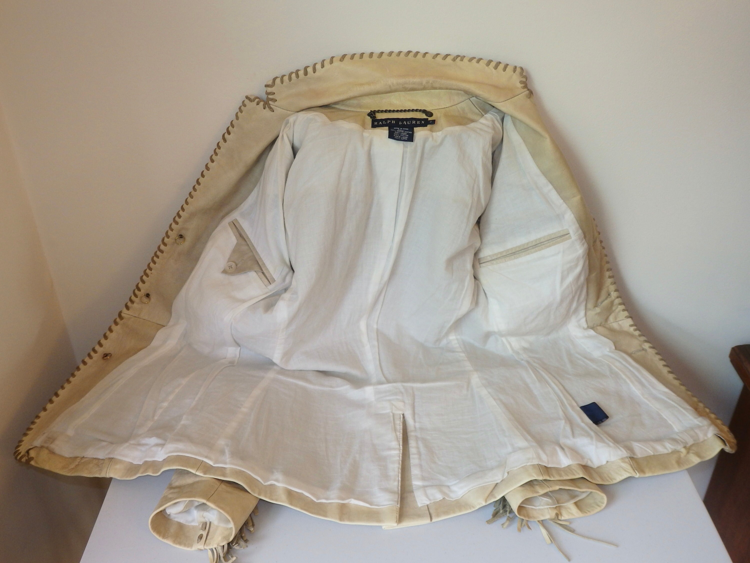 RALPH LAUREN Fringe Leather Jacket~whipstitch Leather Jacket