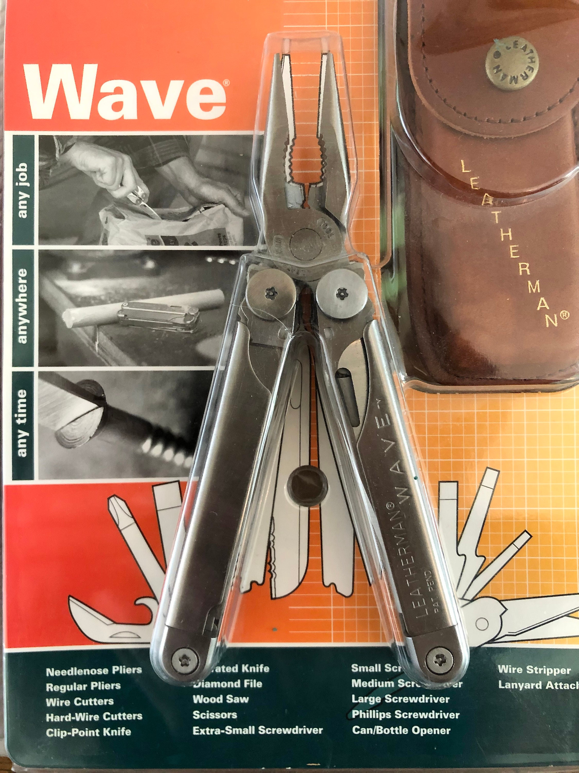 Vintage Original Leatherman WAVE Tool Multitool Knife W/ Box Leather Sheath  USED