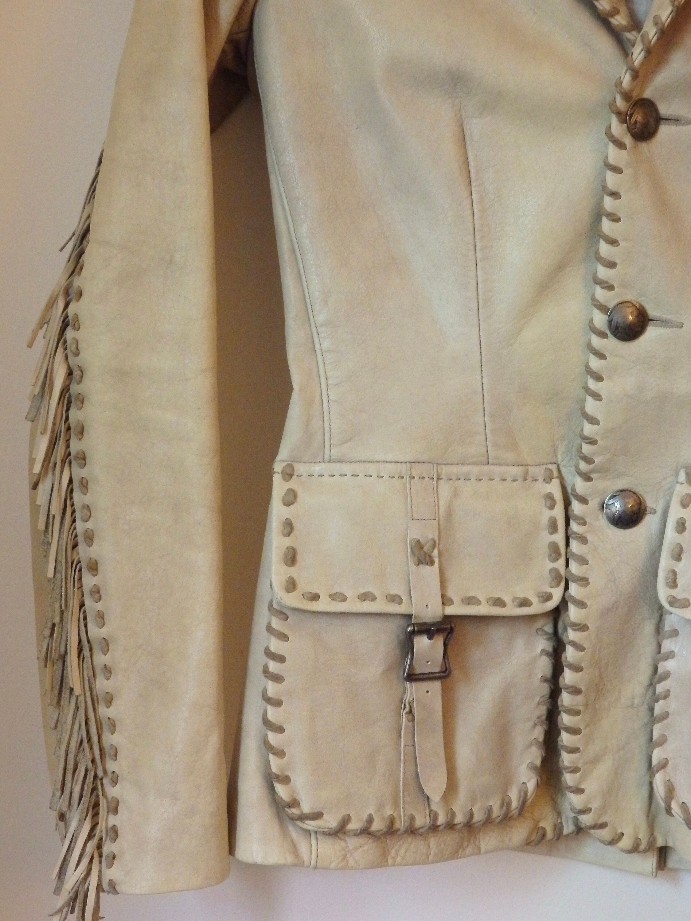RALPH LAUREN Fringe Leather Jacket~whipstitch Leather Jacket
