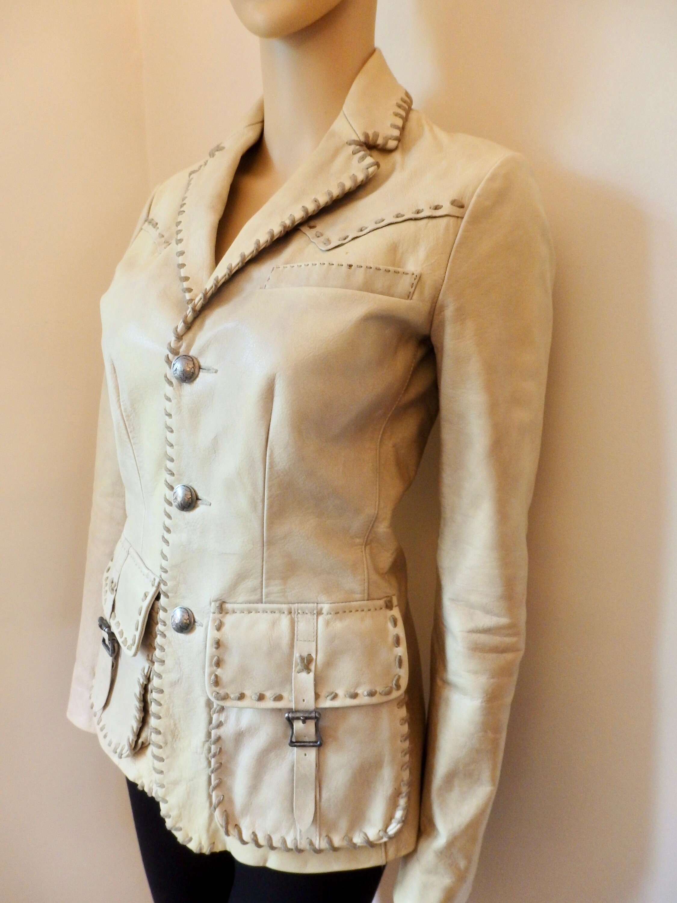 RALPH LAUREN Fringe Leather Jacket~whipstitch Leather Jacket