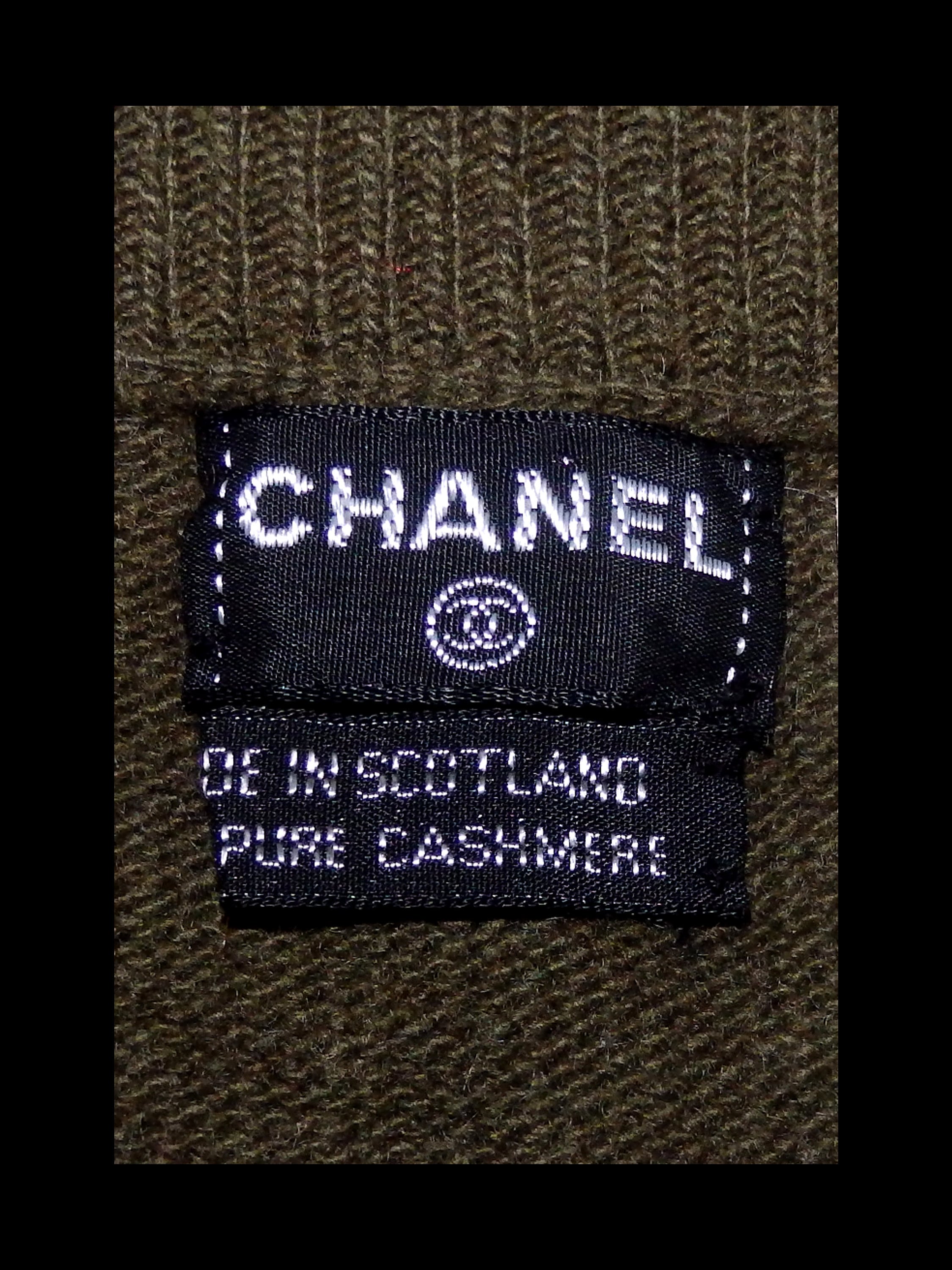 CHANEL Cashmere Belted Jacket With Gold CC Logo Buttons