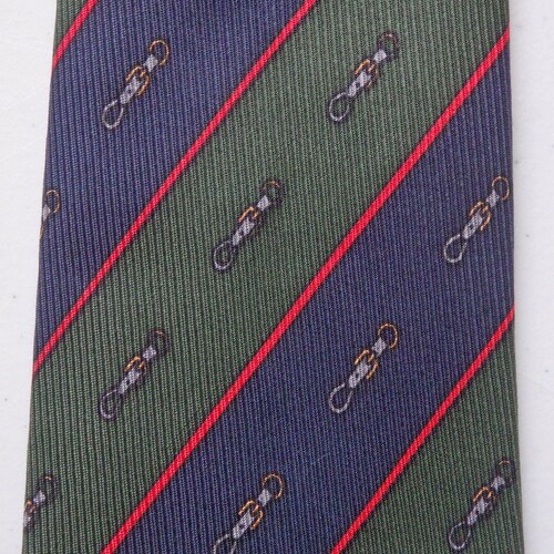Vintage BALENCIAGA PARIS Striped Necktie with Equestrian Buckle Harness Motif~Nautical Navy~Olive shops Green~Red~Classic Collegiate